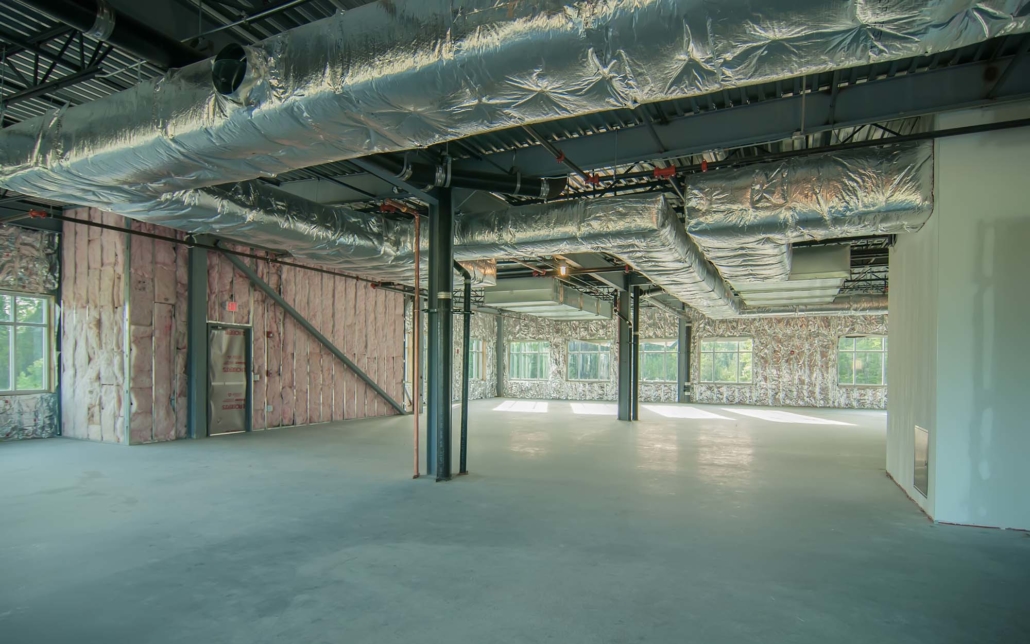 Inside view of an unfinished commercial space