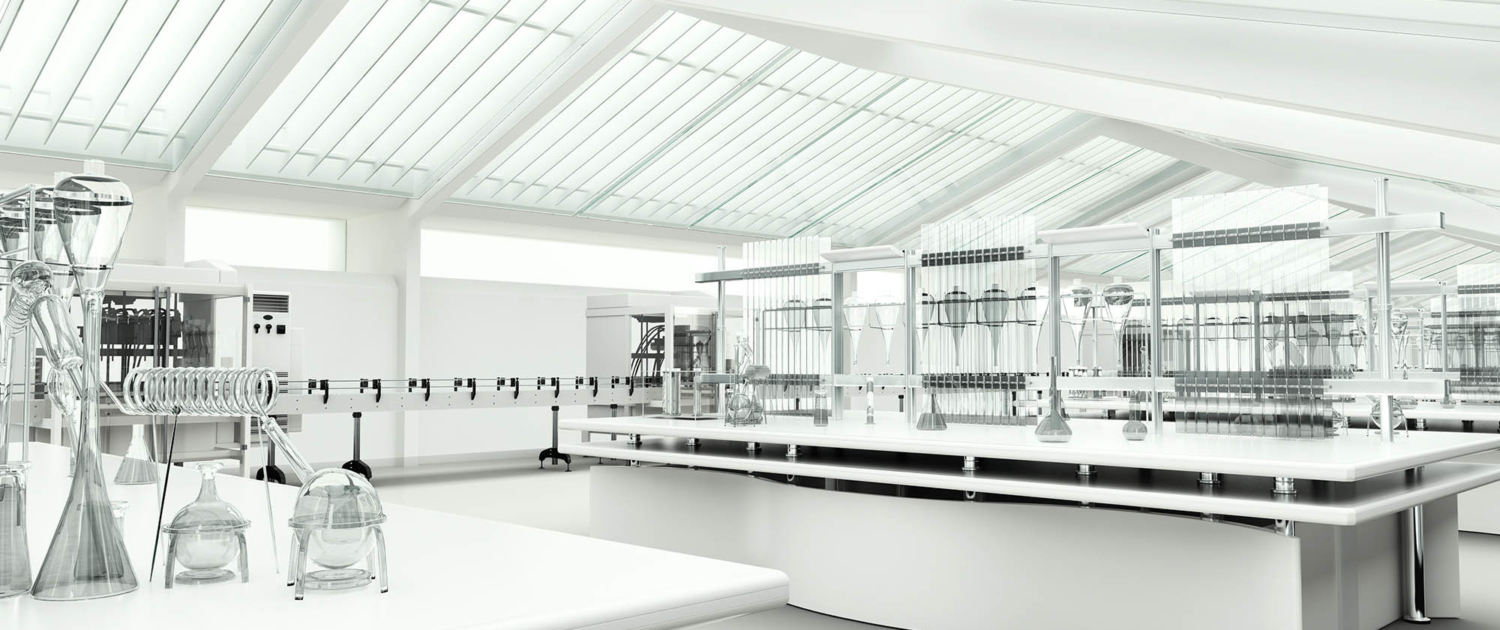 Inside view of a white empty clean lab room