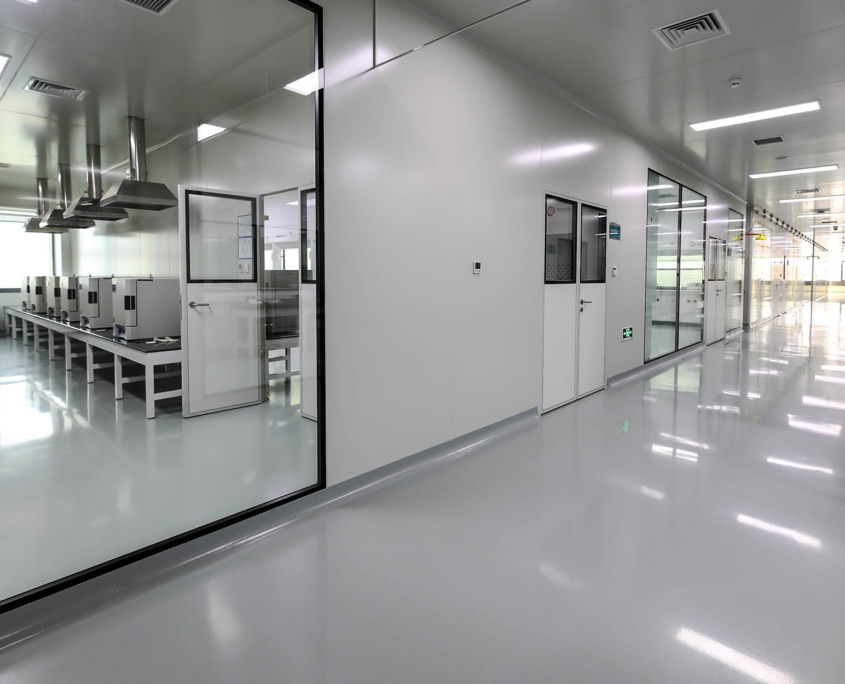 Side view of various lab clean rooms