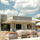 Side view of a new construction of a restaurant building